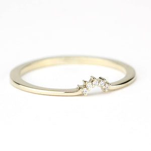 Diamond Wedding Band, Curved Diamond Wedding Band 18K Gold, Crown Wedding Ring, Nesting Rings, Curved Diamond Band, Wedding Ring Set - NOOI JEWELRY