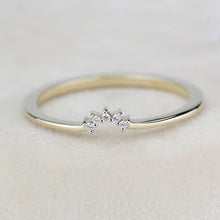 Load image into Gallery viewer, Diamond Wedding Band, Curved Diamond Wedding Band 18K Gold, Crown Wedding Ring, Nesting Rings, Curved Diamond Band, Wedding Ring Set - NOOI JEWELRY