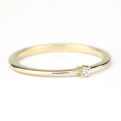 Diamond Ring 18K Gold Diamond Ring, April Birthstone Ring, Delicate Gold Ring Dainty Ring | R 145WD - NOOI JEWELRY