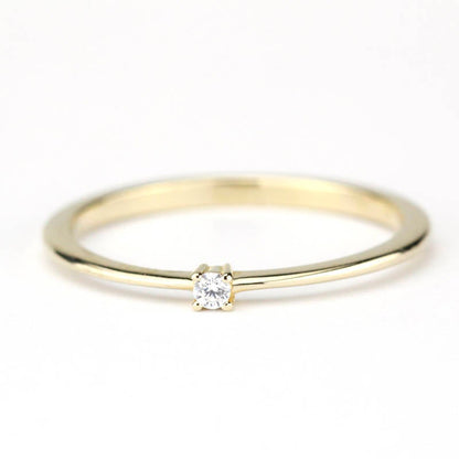 Diamond Ring 18K Gold Diamond Ring, April Birthstone Ring, Delicate Gold Ring Dainty Ring | R 145WD - NOOI JEWELRY