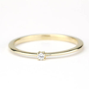 Diamond Ring 18K Gold Diamond Ring, April Birthstone Ring, Delicate Gold Ring Dainty Ring | R 145WD - NOOI JEWELRY