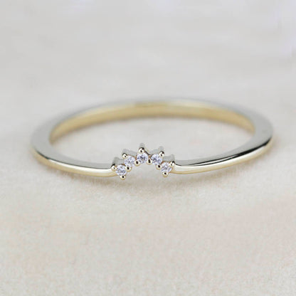Diamond Engagement Ring, wedding band curved, Solitaire Diamond Ring, Wedding Ring Set, Diamond Ring, White Diamond Wedding Ring - NOOI JEWELRY