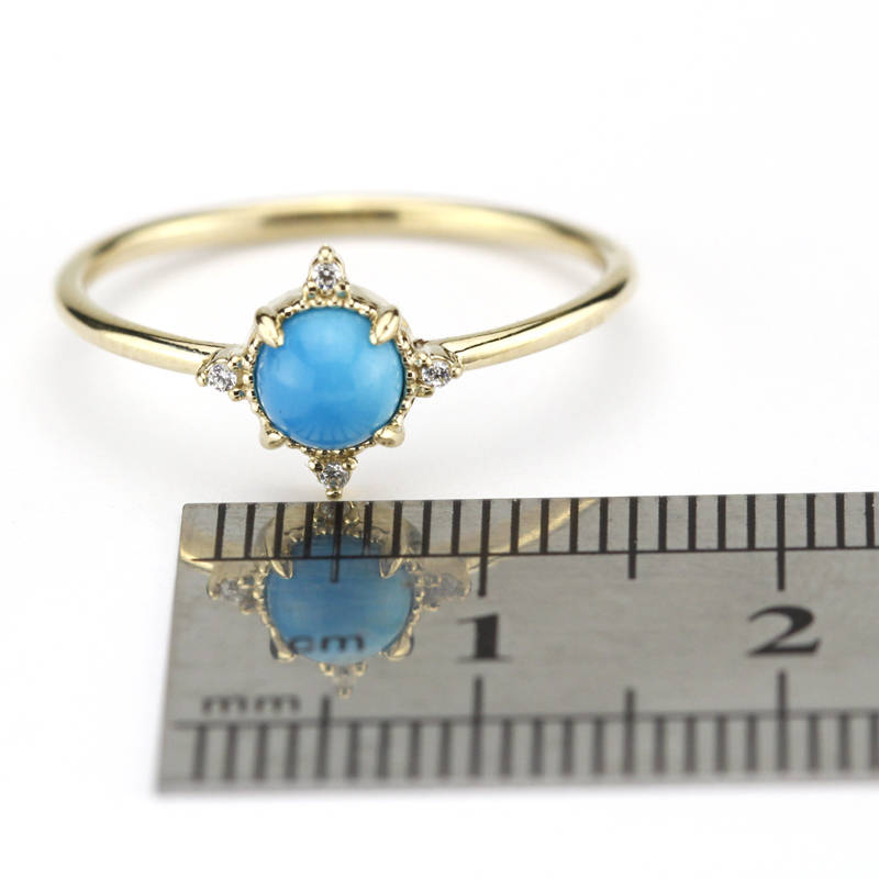 Turquoise and diamond ring, mini cluster ring diamond and turquoise - NOOI JEWELRY