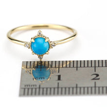Load image into Gallery viewer, Turquoise and diamond ring, mini cluster ring diamond and turquoise - NOOI JEWELRY