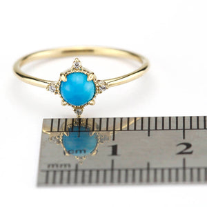 Turquoise and diamond ring, mini cluster ring diamond and turquoise - NOOI JEWELRY