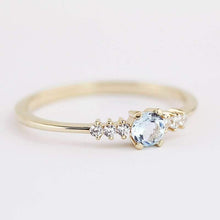 Load image into Gallery viewer, delicate aquamarine and diamonds ring, 18k gold - NOOI JEWELRY