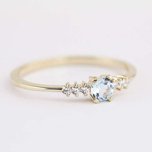 delicate aquamarine and diamonds ring, 18k gold - NOOI JEWELRY