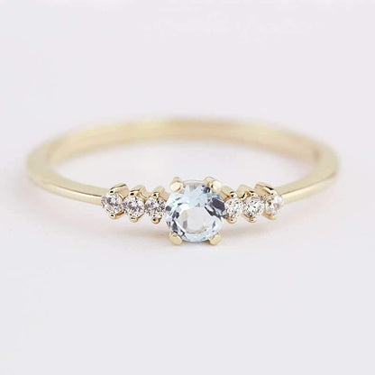 delicate aquamarine and diamonds ring, 18k gold - NOOI JEWELRY