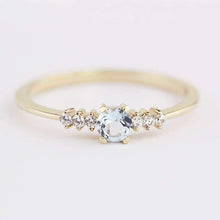 Load image into Gallery viewer, delicate aquamarine and diamonds ring, 18k gold - NOOI JEWELRY