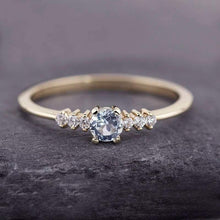 Load image into Gallery viewer, delicate aquamarine and diamonds ring, 18k gold - NOOI JEWELRY