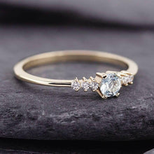 Load image into Gallery viewer, delicate aquamarine and diamonds ring, 18k gold - NOOI JEWELRY