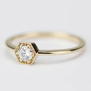 hexagonal diamond engagement ring | 0.25 ct. diamond ring - NOOI JEWELRY