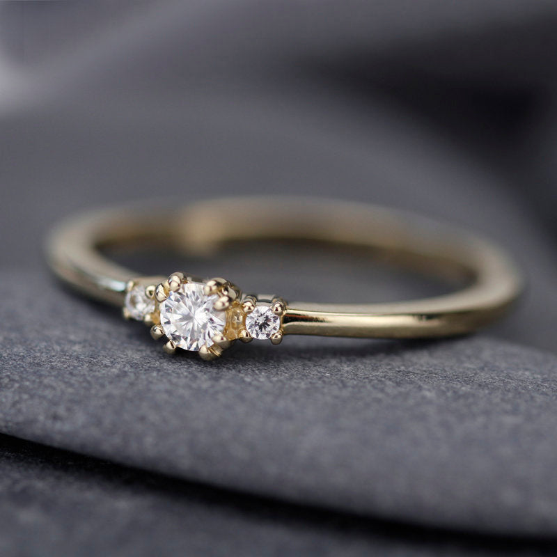 Dainty Diamond Engagement Ring in 14K White Gold