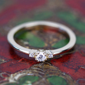 Three stone engagement rings round | simple and delicate diamond engagement ring - NOOI JEWELRY