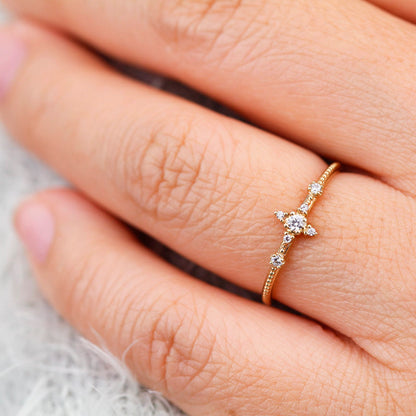 Diamond cluster engagement ring | Delicate engagement ring - NOOI JEWELRY