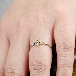 engagement ring, black diamond ring, cluster engagement ring, black diamond ring, delicate engagement ring, minimal, Simple, minimalist - NOOI JEWELRY