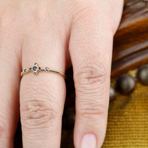engagement ring, black diamond ring, cluster engagement ring, black diamond ring, delicate engagement ring, minimal, Simple, minimalist - NOOI JEWELRY