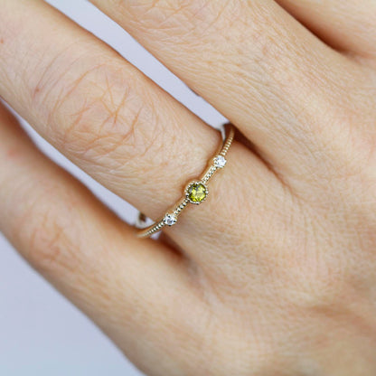 Green tourmaline and diamond engagement ring - NOOI JEWELRY