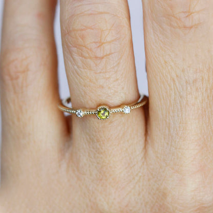 Green tourmaline and diamond engagement ring - NOOI JEWELRY