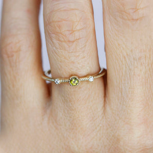 Green tourmaline and diamond engagement ring - NOOI JEWELRY