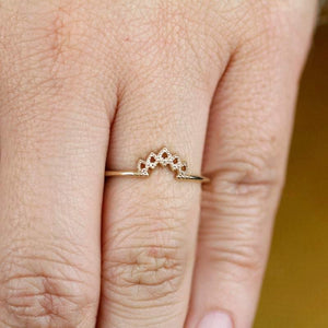 Curved Band, Curved Wedding Band, Gold Wedding Band, Crown Wedding Ring, Gold Curved Band, Wedding Ring Set, laces Band, nesting Rings - NOOI JEWELRY