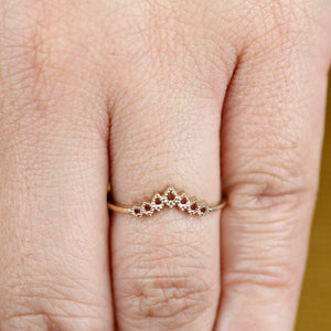 Wedding Band, Curved Wedding Band, Curved Band, Gold Wedding Band, Crown Wedding Ring, Gold Curved Band, Wedding Ring Set, laces Band - NOOI JEWELRY