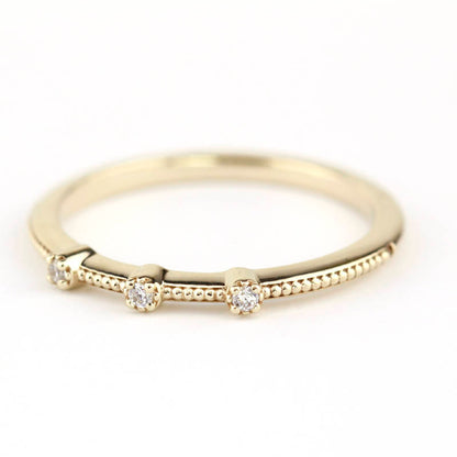Three stones wedding band simple | Filigree wedding band - NOOI JEWELRY