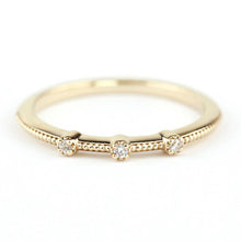 Load image into Gallery viewer, Three stones wedding band simple | Filigree wedding band - NOOI JEWELRY