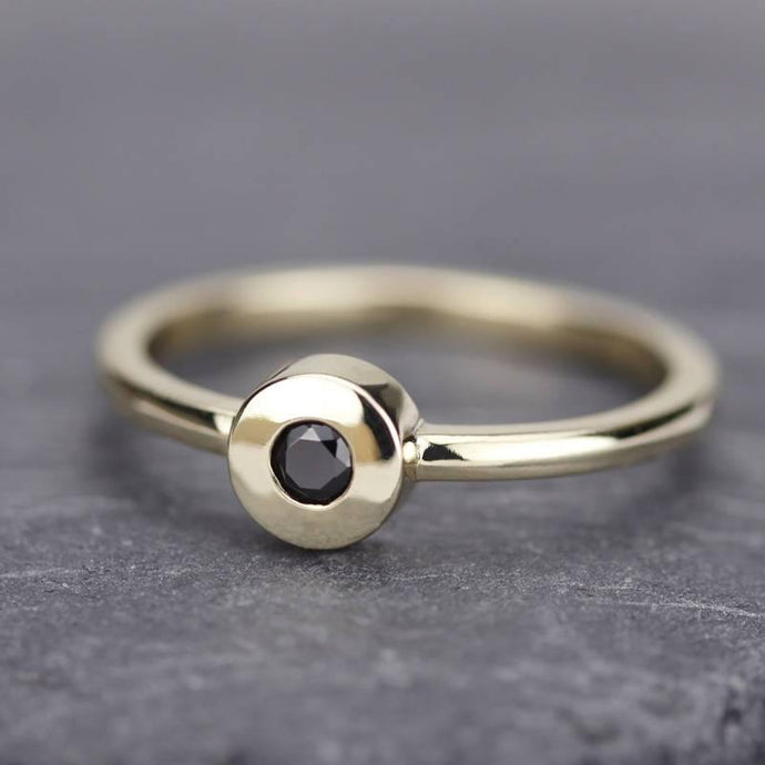 black diamond ring, minimalist engagement ring, engagement ring, dainty engagement ring, diamond ring, delicate ring, simple ring - NOOI JEWELRY