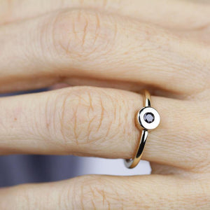 black diamond ring, minimalist engagement ring, engagement ring, dainty engagement ring, diamond ring, delicate ring, simple ring - NOOI JEWELRY