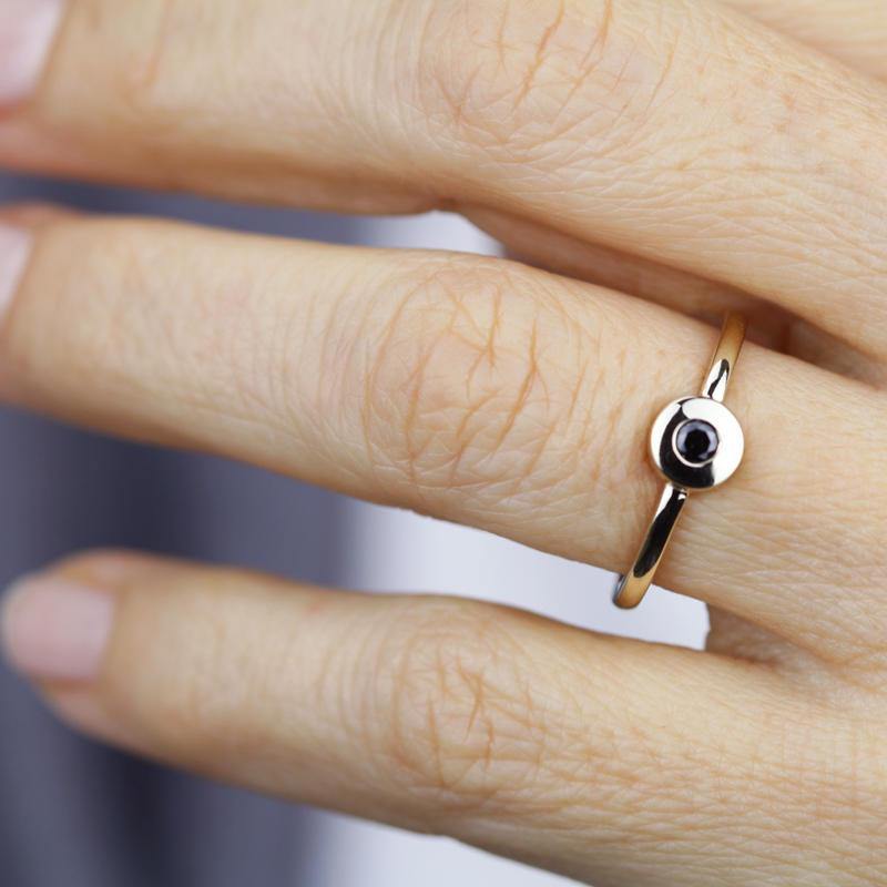 black diamond ring, minimalist engagement ring, engagement ring, dainty engagement ring, diamond ring, delicate ring, simple ring - NOOI JEWELRY