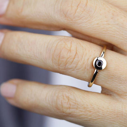 black diamond ring, minimalist engagement ring, engagement ring, dainty engagement ring, diamond ring, delicate ring, simple ring - NOOI JEWELRY