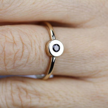 black diamond ring, minimalist engagement ring, engagement ring, dainty engagement ring, diamond ring, delicate ring, simple ring - NOOI JEWELRY