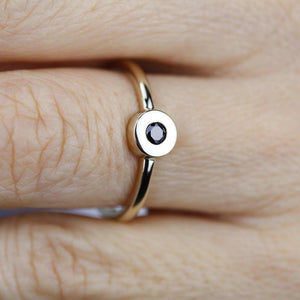 black diamond ring, minimalist engagement ring, engagement ring, dainty engagement ring, diamond ring, delicate ring, simple ring - NOOI JEWELRY