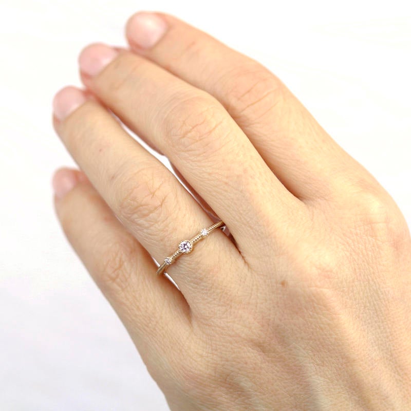 Three stones wedding band simple | Filigree wedding band - NOOI JEWELRY
