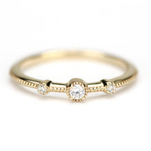 Load image into Gallery viewer, Three stones wedding band simple | Filigree wedding band - NOOI JEWELRY