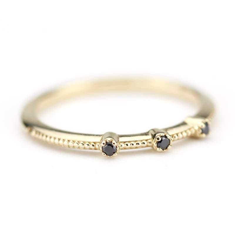Cluster ring, Engagement Ring, delicate diamond ring, round engagement Ring, Symmetric Ring, Delicate Ring, black diamond ring - NOOI JEWELRY