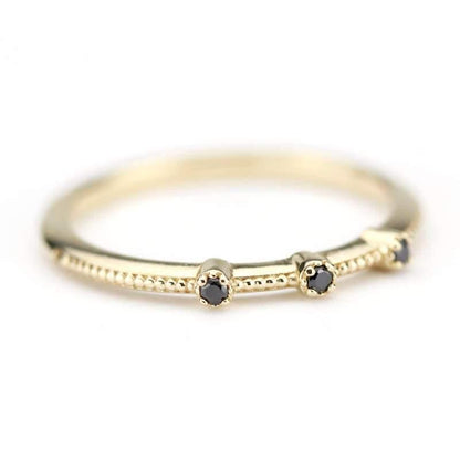 Cluster ring, Engagement Ring, delicate diamond ring, round engagement Ring, Symmetric Ring, Delicate Ring, black diamond ring - NOOI JEWELRY