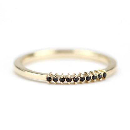 half eternity ring, eternity ring diamonds, black diamond ring, half eternity black diamonds, black diamonds eternity, wedding band diamonds - NOOI JEWELRY
