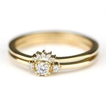 Load image into Gallery viewer, delicate engagement ring, unique engagement ring, diamond ring, minimalist ring diamond, minimal, diamond ring, cluster ring, curved band - NOOI JEWELRY