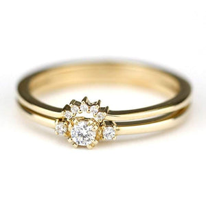 delicate engagement ring, unique engagement ring, diamond ring, minimalist ring diamond, minimal, diamond ring, cluster ring, curved band - NOOI JEWELRY