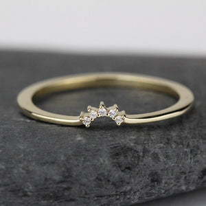 delicate engagement ring, unique engagement ring, diamond ring, minimalist ring diamond, minimal, diamond ring, cluster ring, curved band - NOOI JEWELRY