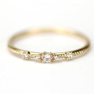 Thin diamond wedding band for women simple | diamond wedding bands stackable - NOOI JEWELRY