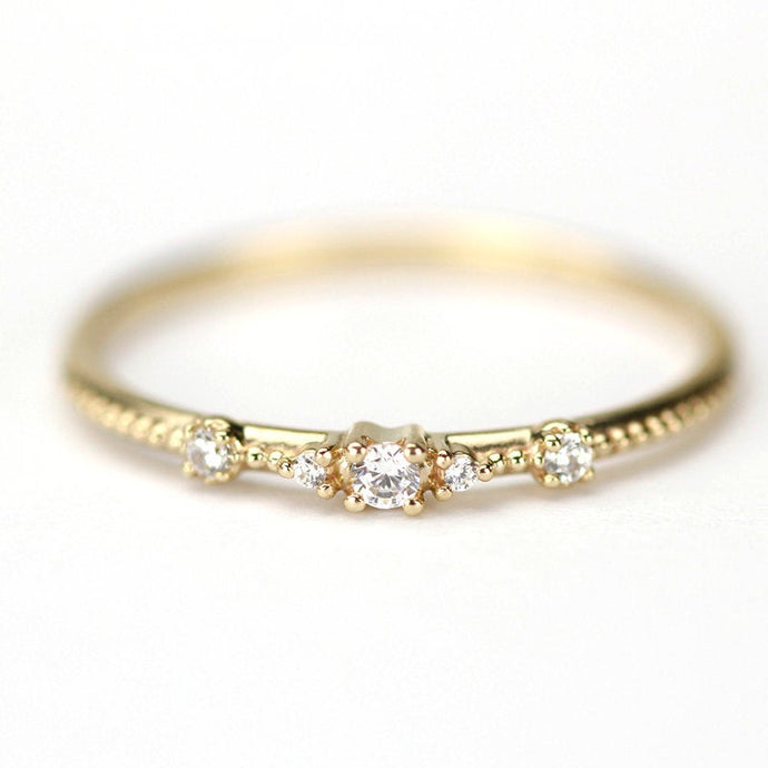 Thin diamond wedding band for women simple | diamond wedding bands stackable - NOOI JEWELRY