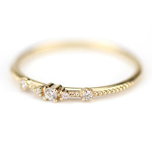 Thin diamond wedding band for women simple | diamond wedding bands stackable - NOOI JEWELRY