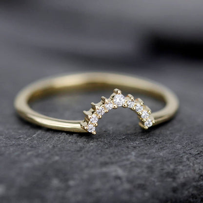 engagement ring, Diamond Wedding Band, Curved Wedding ring diamond | R188WB - NOOI JEWELRY