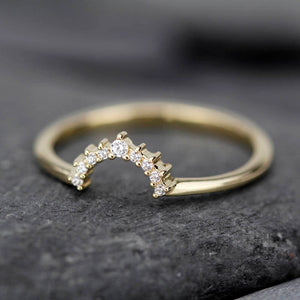 engagement ring, Diamond Wedding Band, Curved Wedding ring diamond | R188WB - NOOI JEWELRY