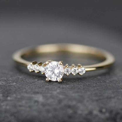Engagement Ring, moissanite ring,  minimalist ring, moissanite engagement ring, delicate diamond ring, simple diamond ring, simple ring - NOOI JEWELRY