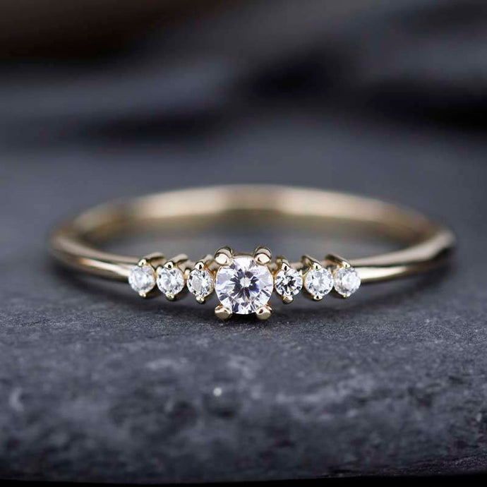 Round diamond engagement ring side stones | Diamond rings modern simple - NOOI JEWELRY