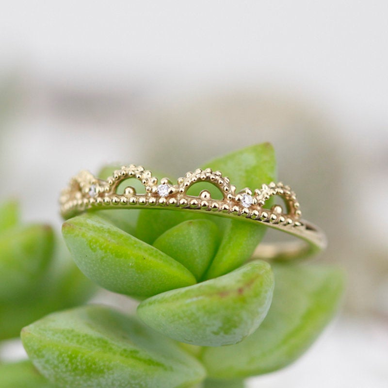 unique wedding ring, Filigree Wedding band, Engagement ring, diamond wedding band, vintage ring, filigree engagement, thin wedding band - NOOI JEWELRY